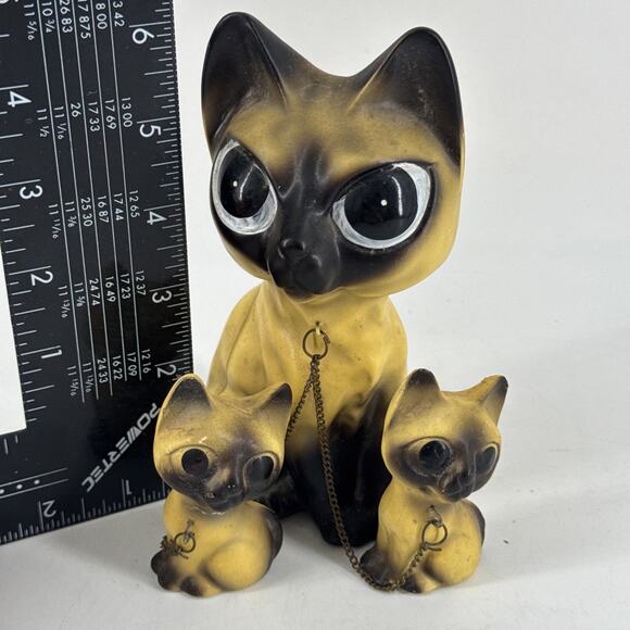 Siamese Cat w/ Kittens Ceramic Made In Japan Vintage MCM Figurines Free Shipping - Picture 10 of 13